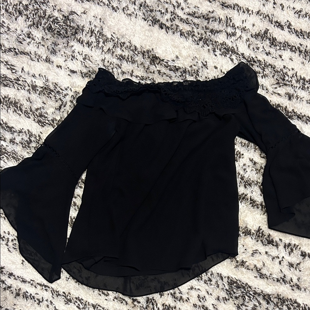 White House Black Market Black Off-Shoulder Blouse
